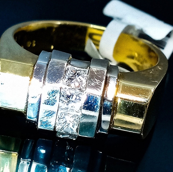 Men diamond pinky ring gold new